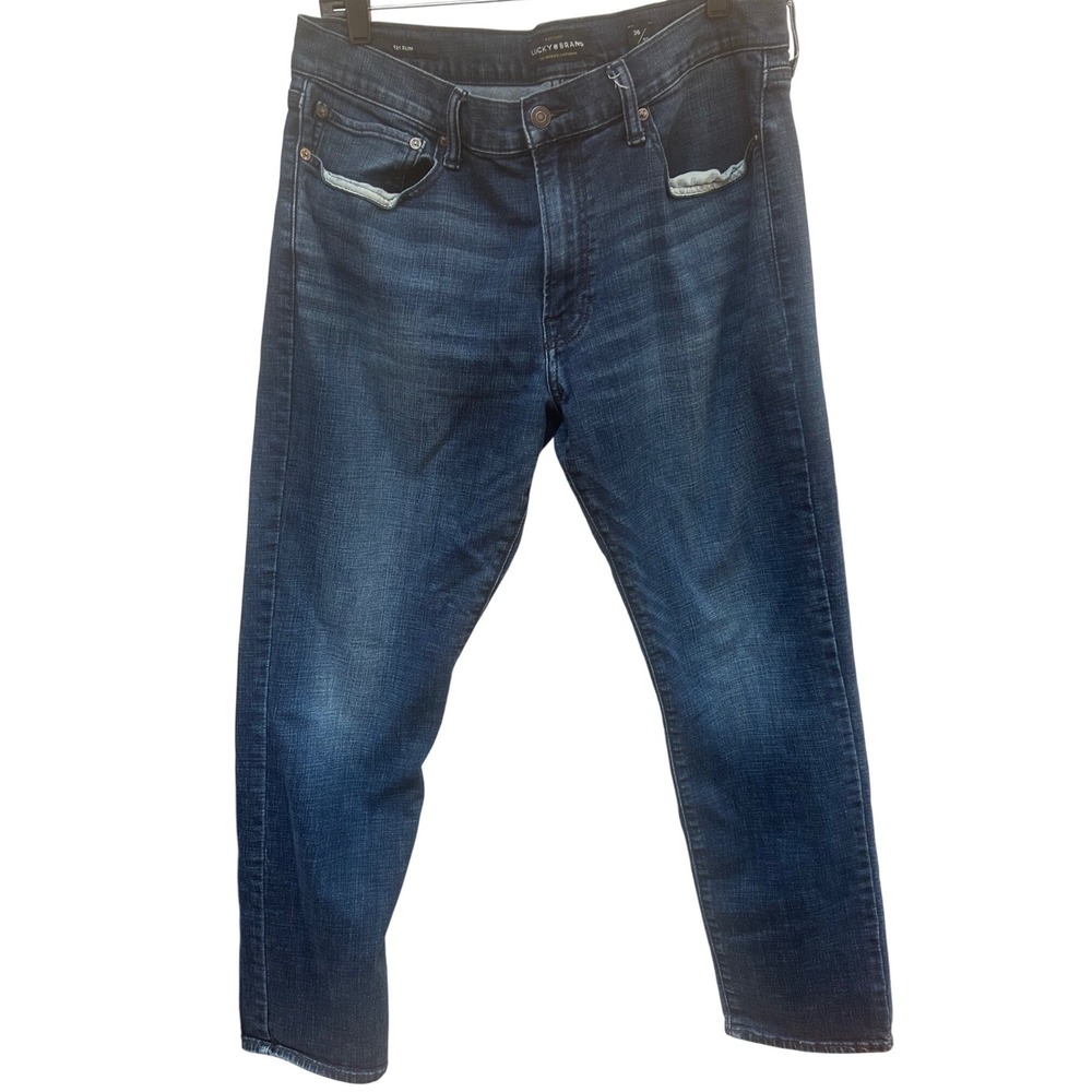 Lucky Brand 121 Slim Mens Jeans Dark Wash Denim 36x32 Blue‎ Slim Fit